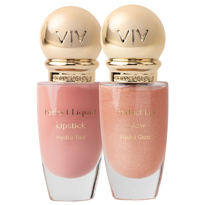 KIT LÁBIOS ROSE: Batom Liquido + Lip Glow