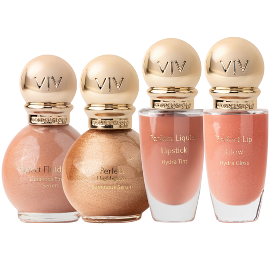 Monte seu kit COMPLETO: BLUSH + ILUMINADOR + LIP GLOW + LIPSTICK