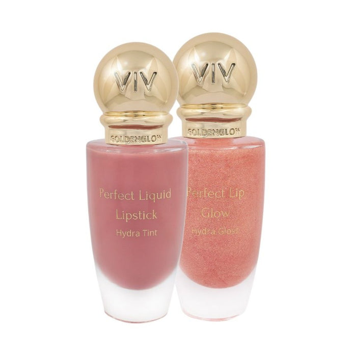 KIT LÁBIOS ROSE: Batom Liquido + Lip Glow