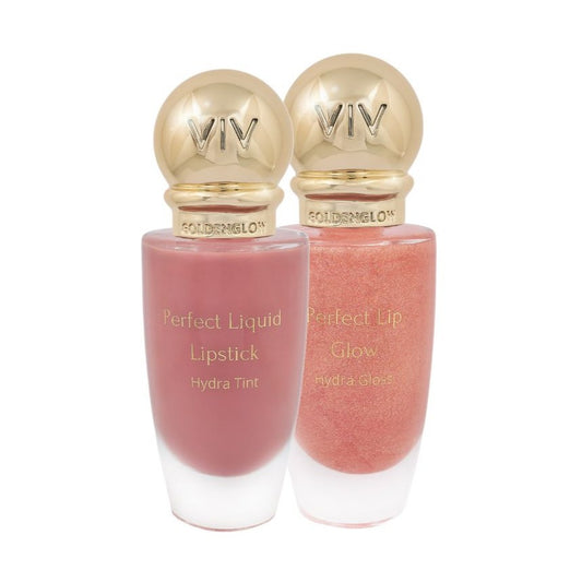 KIT LÁBIOS ROSE: Batom Liquido + Lip Glow